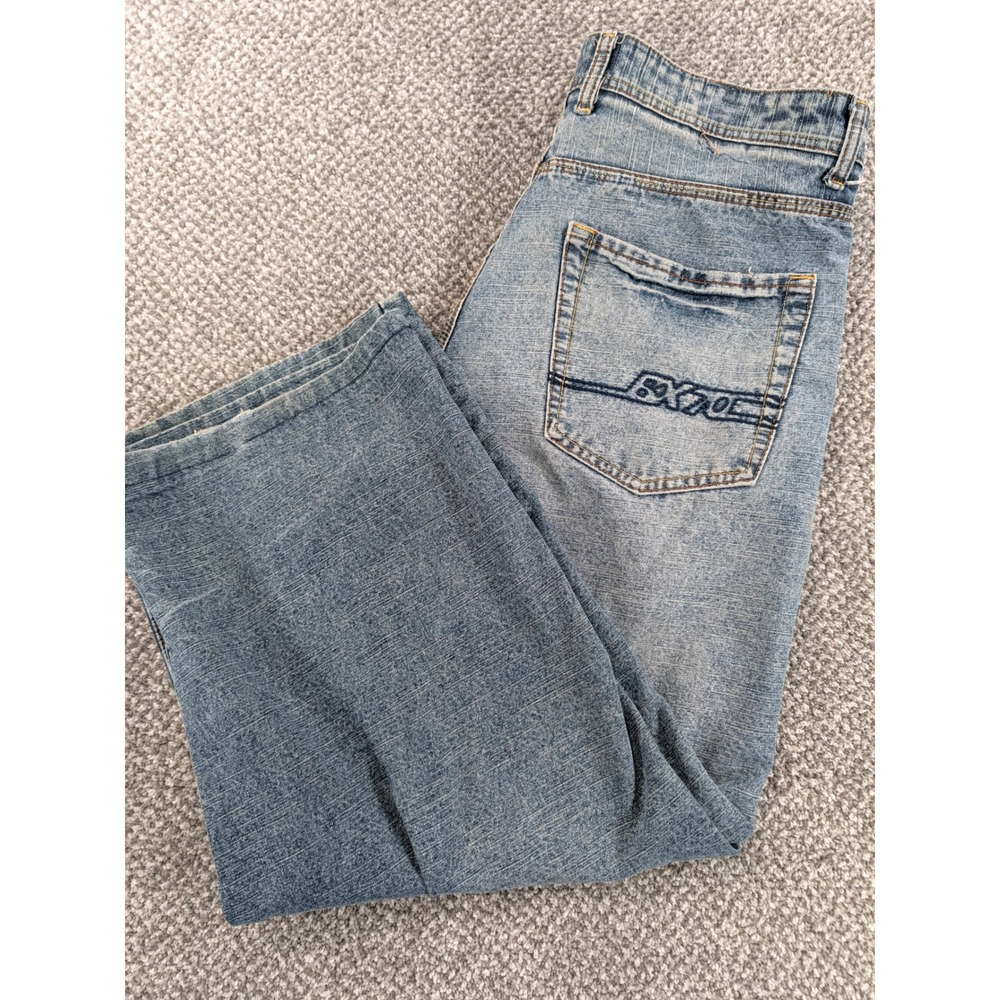Brooklyn Xpress Baggy Wide Leg Jeans Mens 38x26.5 Light Wash Blue Y2K Streetwear